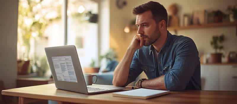 Homme à son bureau comparant plusieurs sites de coachs sur son ordinateur